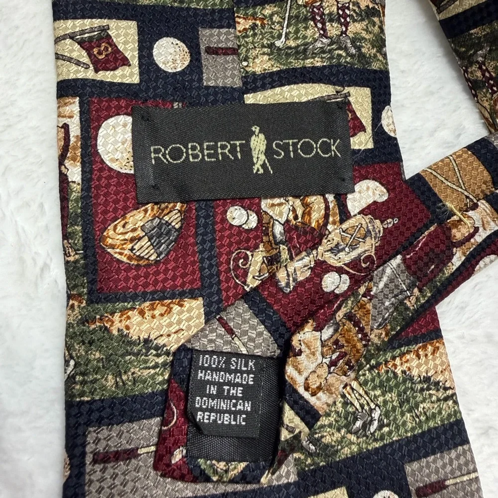 Roberta Bridal Golf-Themed Tie in Red and Brown